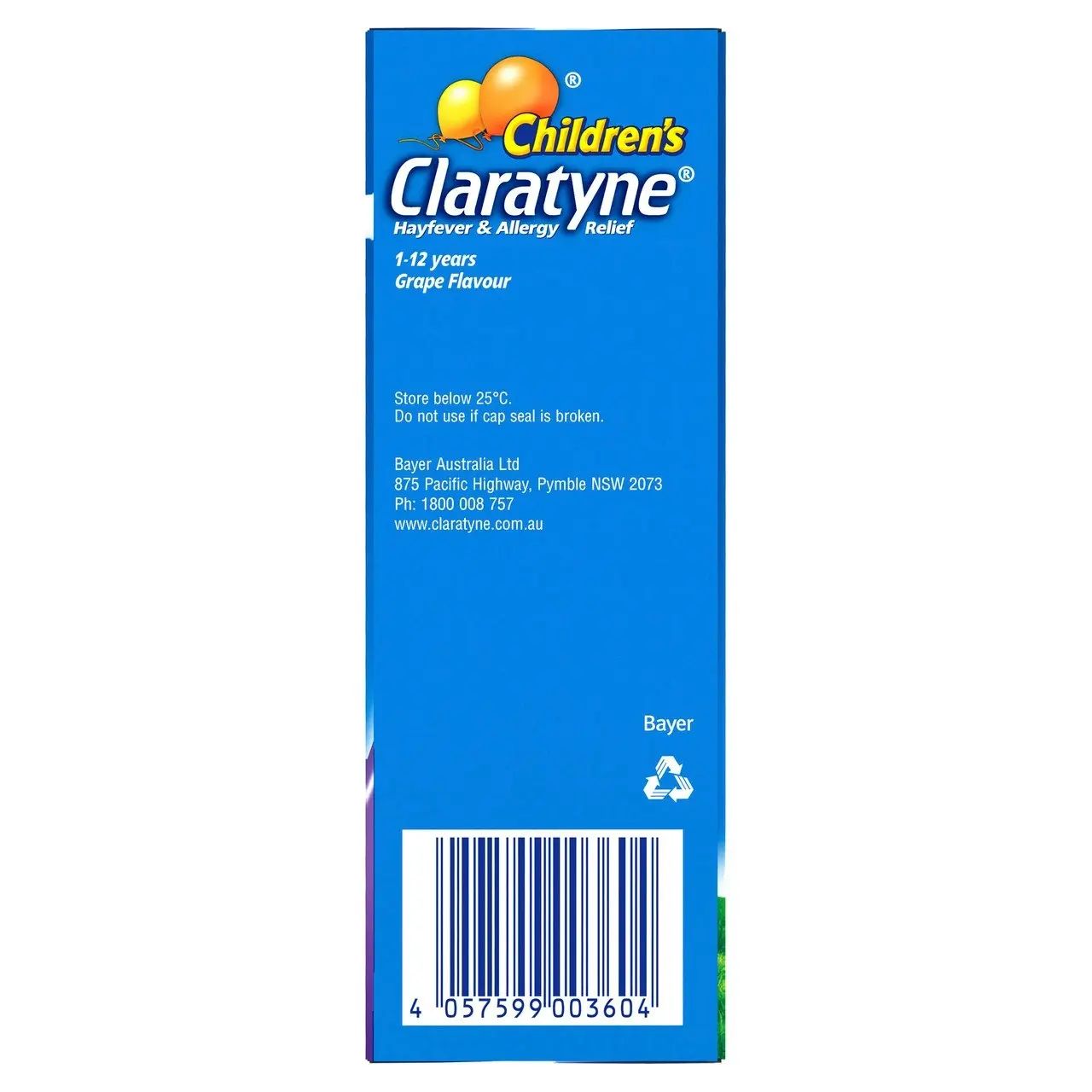 Children's CLARATYNE Allergy & Hayfever Relief Syrup Grape Flavour 120mL