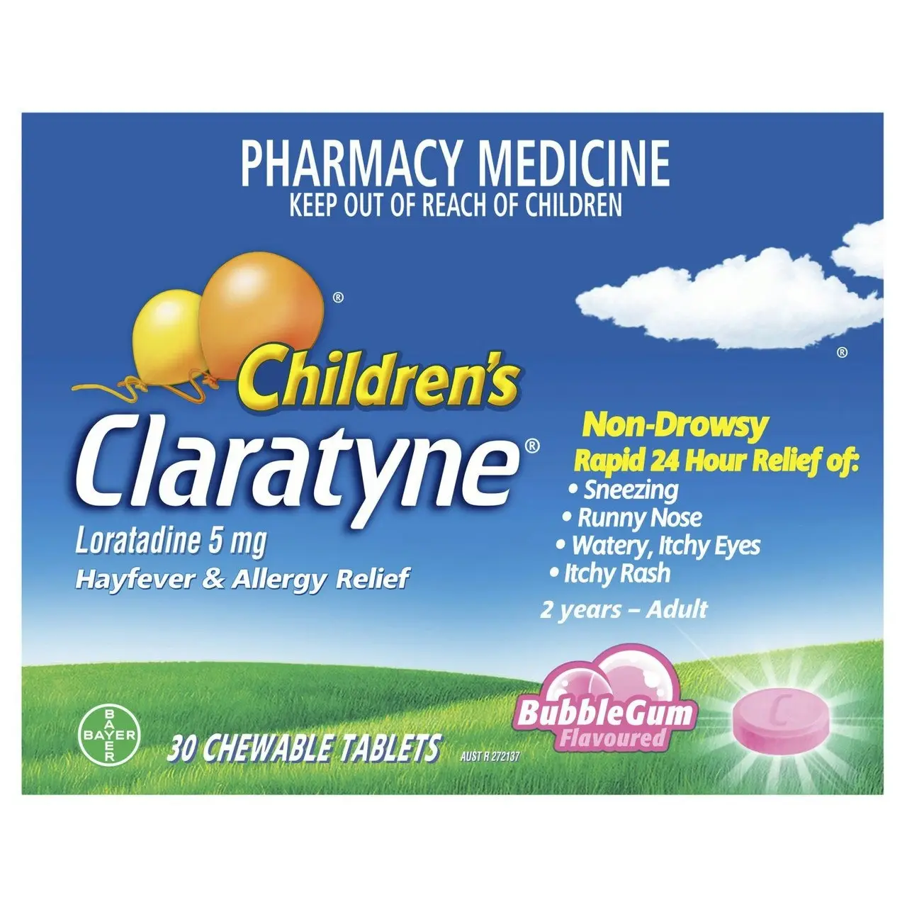 CLARATYNE Chewable Tablets Bubblegum  Flavoured 30 Pack