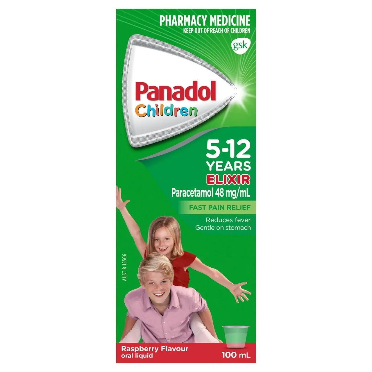 Panadol Children 5-12 Years Elixir, Raspberry Flavour, 100mL