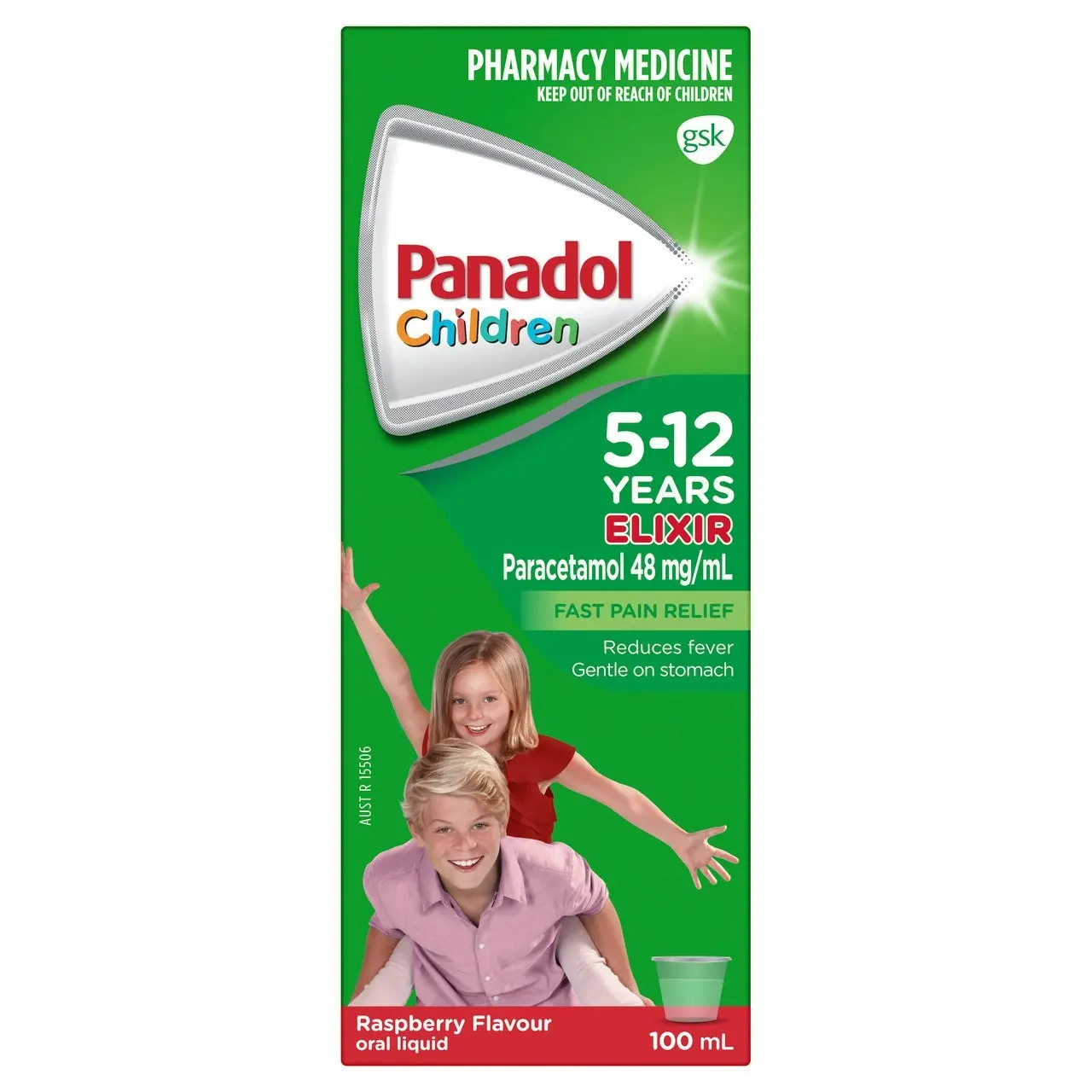 Panadol Children 5-12 Years Elixir, Raspberry Flavour, 100mL