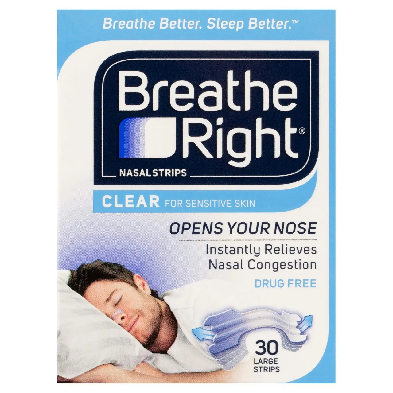 Breathe Right Nasal Strips Clear Large 30pk