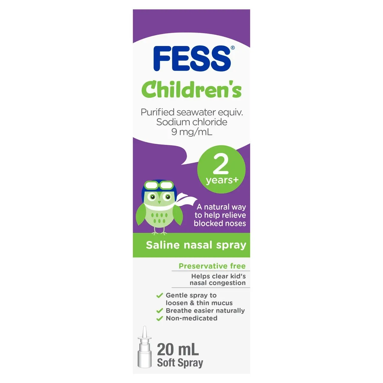 FESS Children's Nasal Saline Spray 2 Years+ 20mL