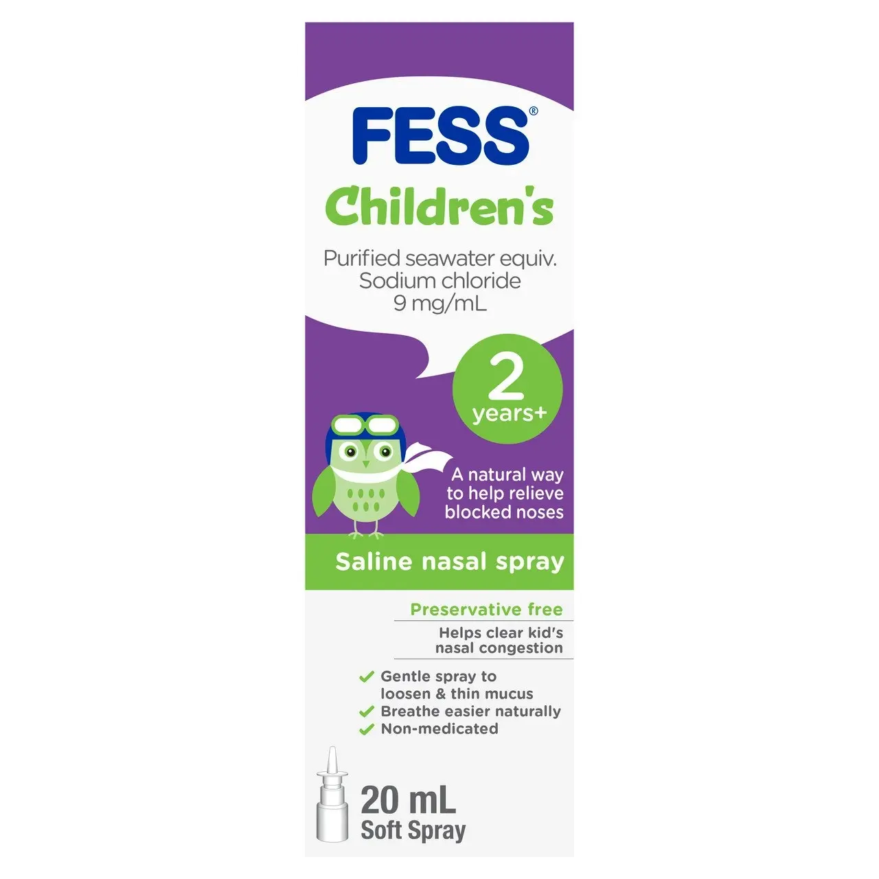 FESS Children's Nasal Saline Spray 2 Years+ 20mL