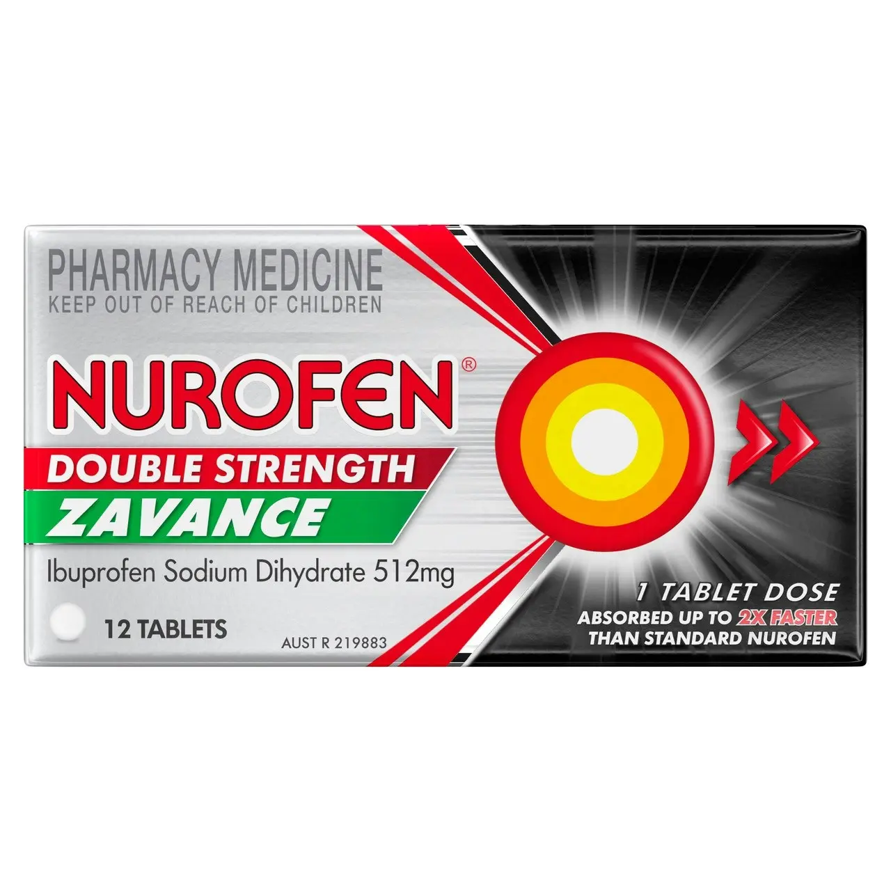 Nurofen Double Strength Zavance Fast Headache Relief Tablets 512mg Ibuprofen Sodium Dihydrate 12 pack