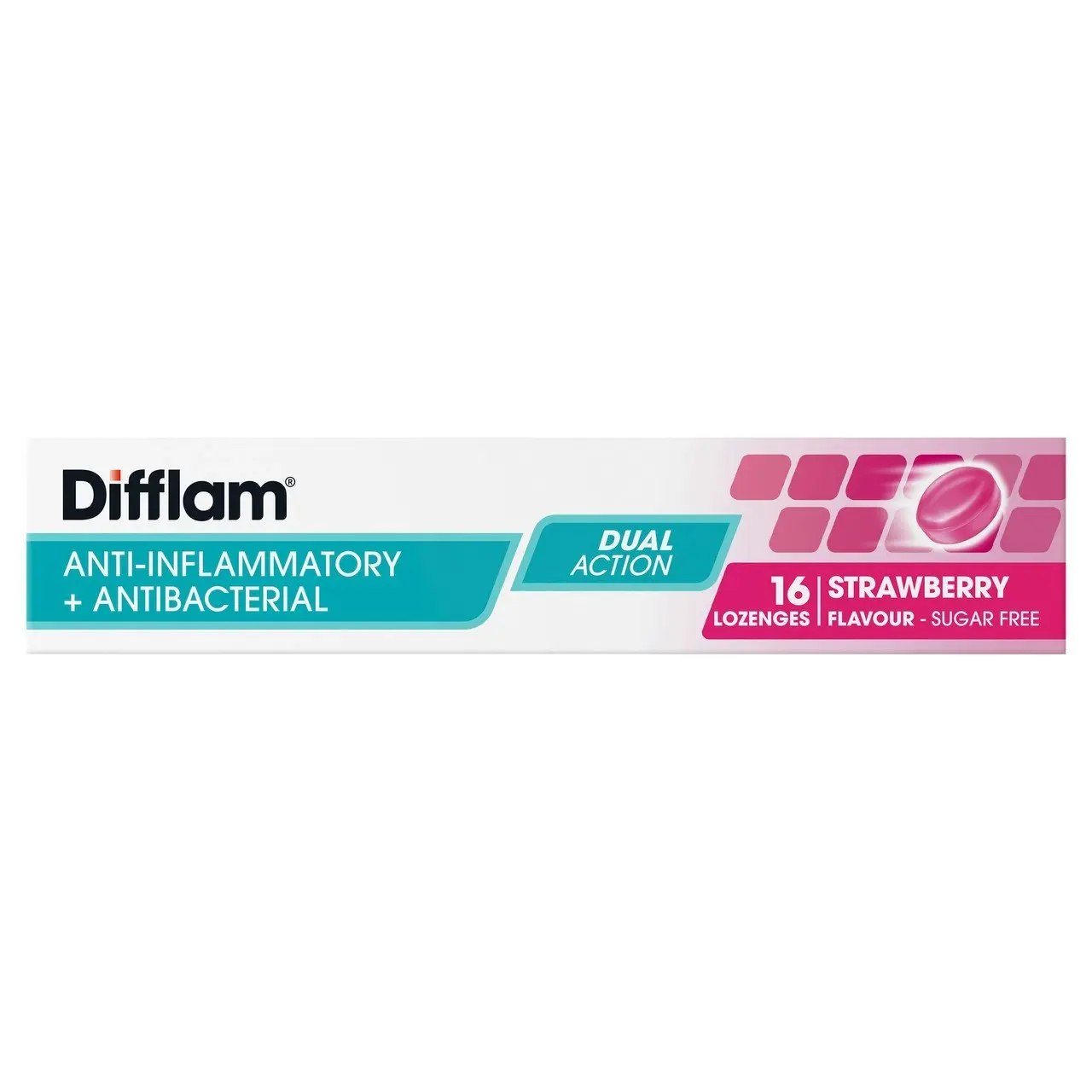 Difflam Sore Throat Lozenges Strawberry Flavour 16s