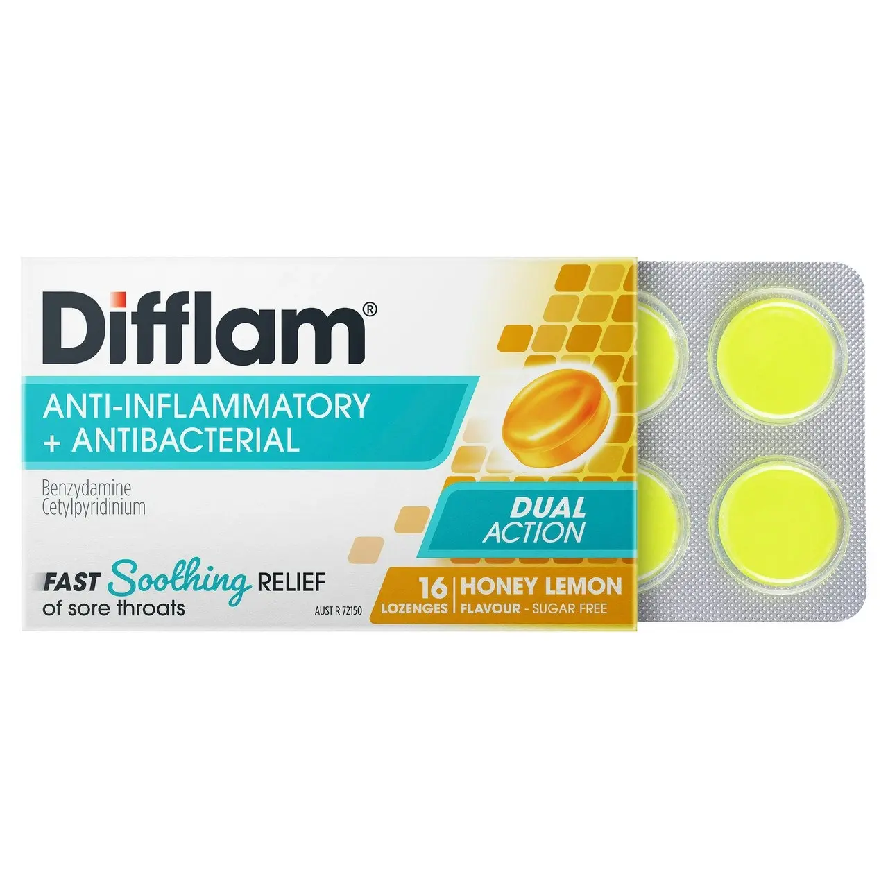 Difflam Sore Throat Lozenge Honey & Lemon Flavour 16's