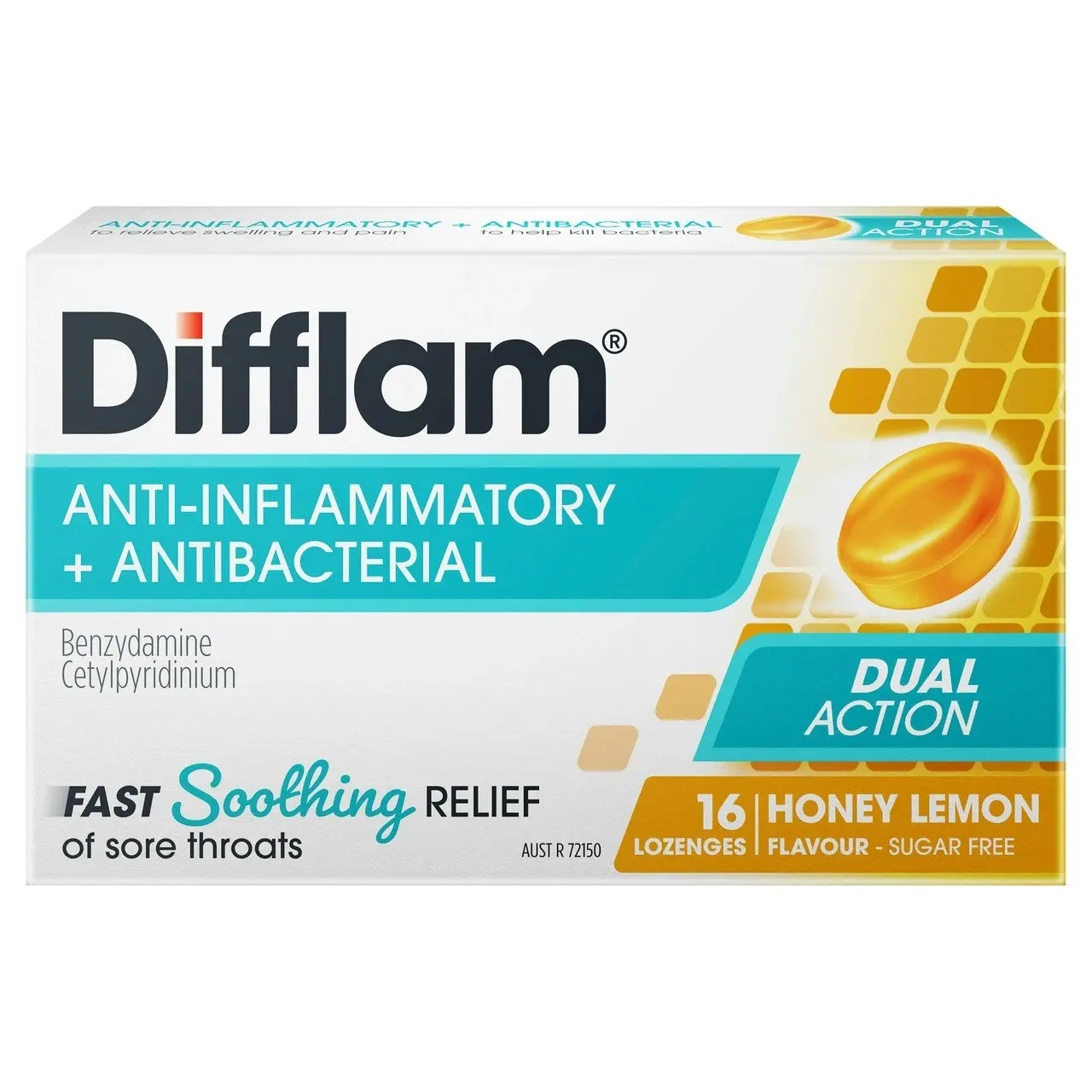 Difflam Sore Throat Lozenge Honey & Lemon Flavour 16's