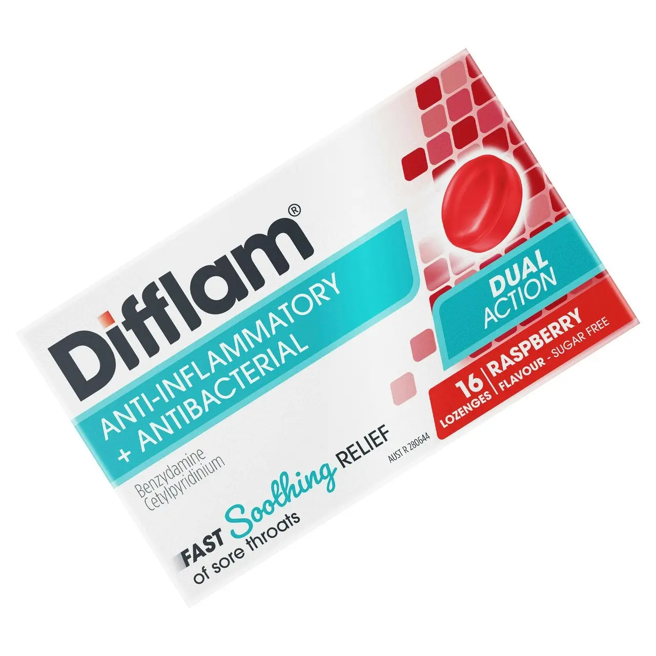 Difflam Sore Throat Lozenges Raspberry Flavour 16s