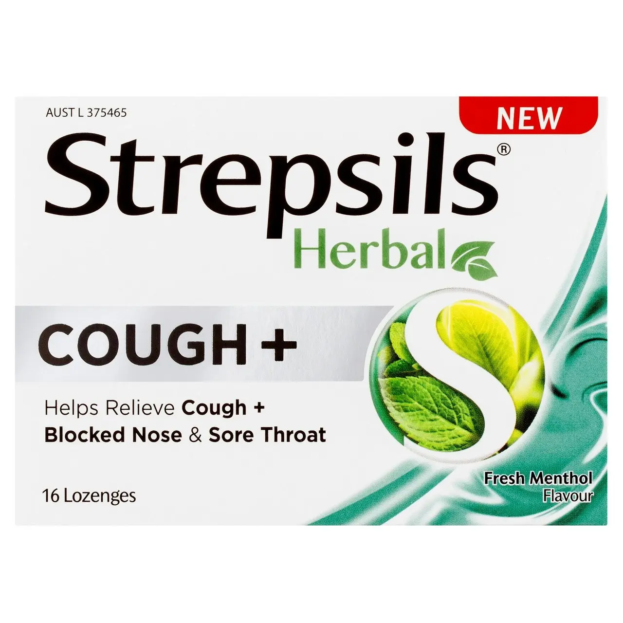 Strepsils Herbal Cough + Lozenges Fresh Menthol 16 Pack