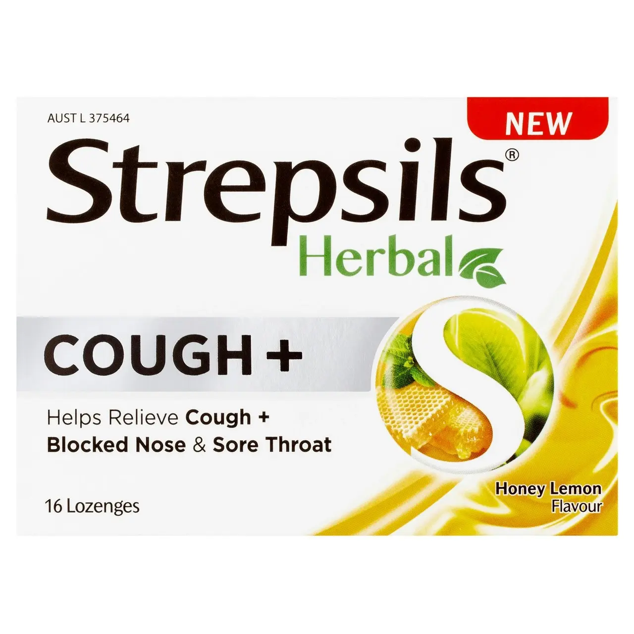 Strepsils Herbal Cough + Lozenges Honey Lemon 16 Pack