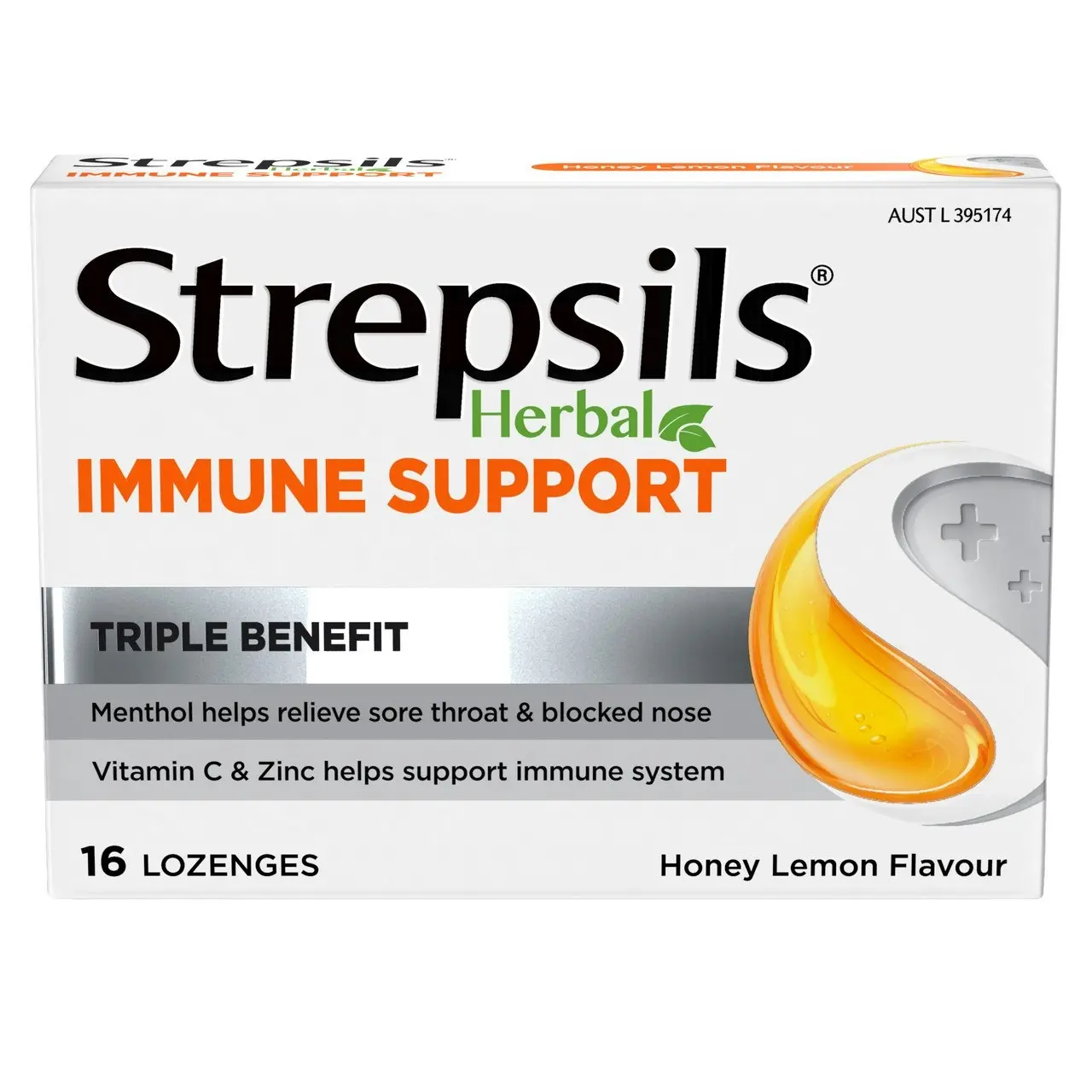 Strepsils Herbal Immune Support Lozenges Honey Lemon 16s