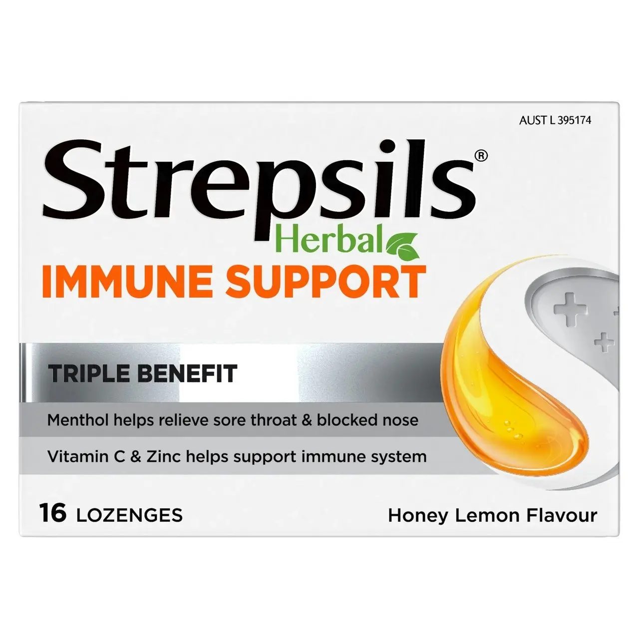 Strepsils Herbal Immune Support Lozenges Honey Lemon 16s