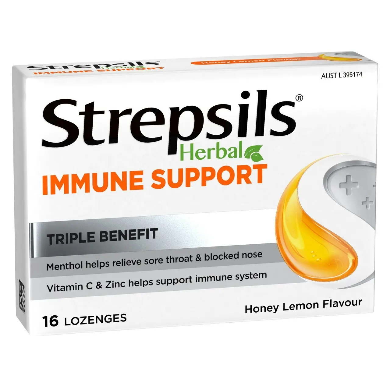 Strepsils Herbal Immune Support Lozenges Honey Lemon 16s