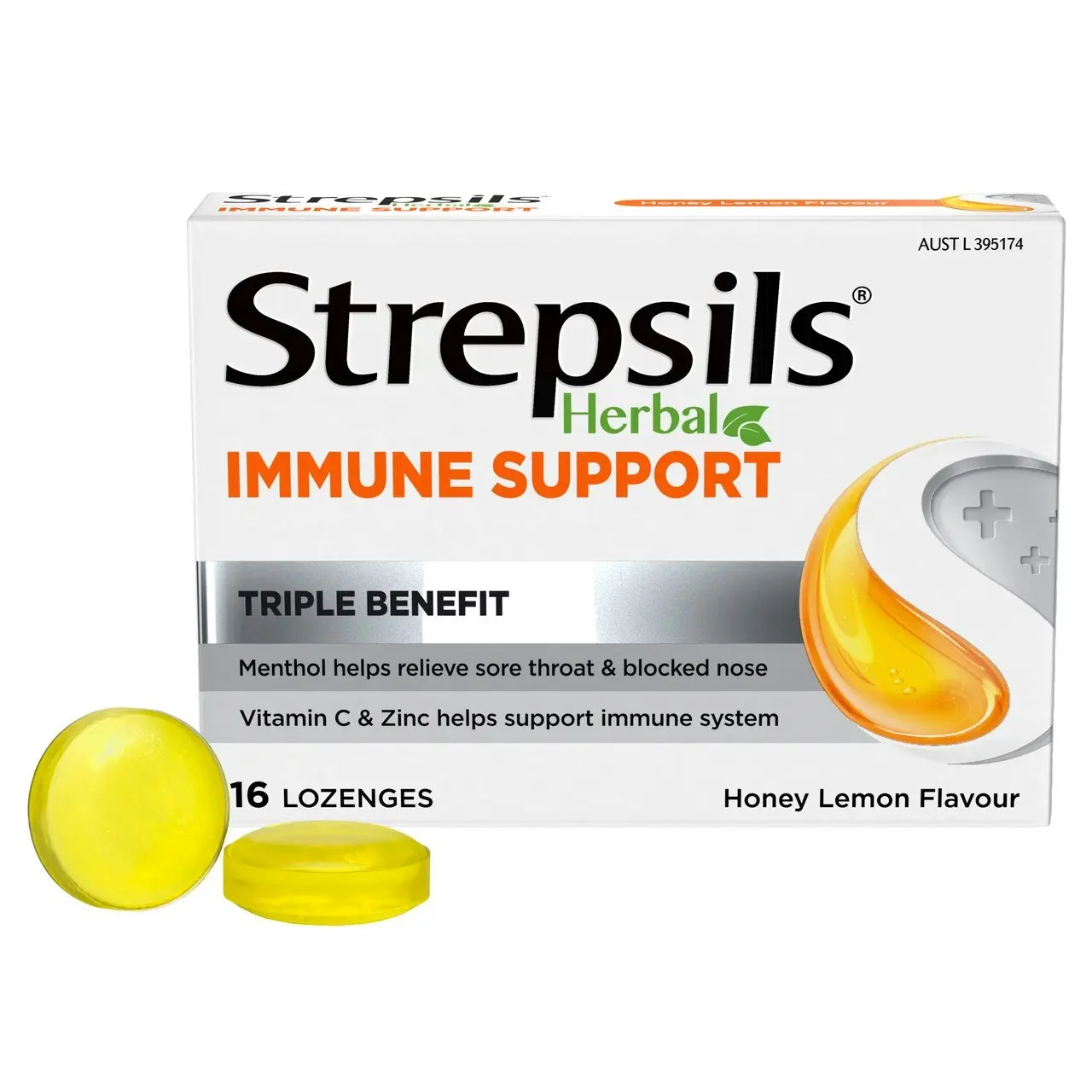 Strepsils Herbal Immune Support Lozenges Honey Lemon 16s