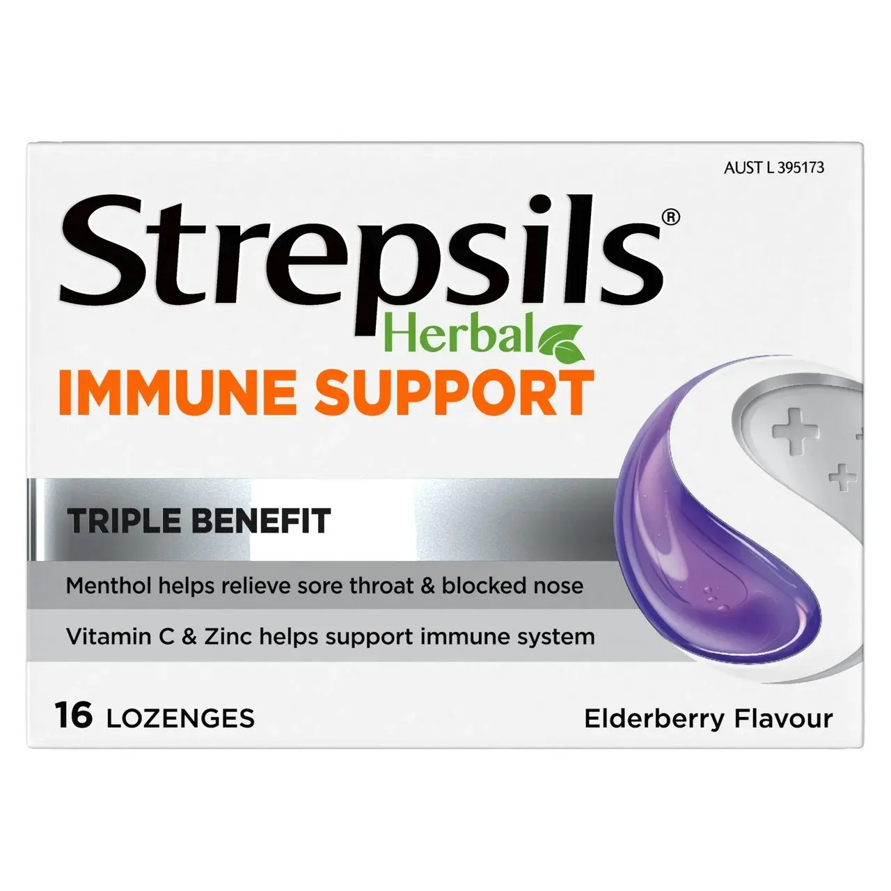 Strepsils Herbal Immune Support Lozenges Elderberry 16s