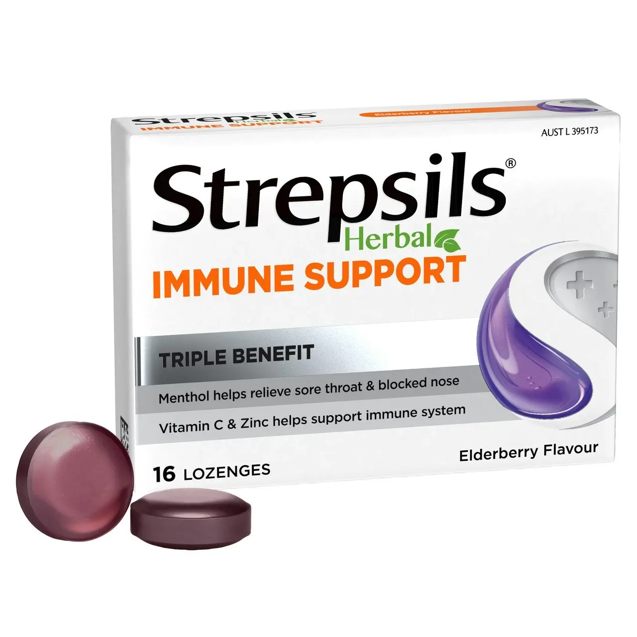 Strepsils Herbal Immune Support Lozenges Elderberry 16s