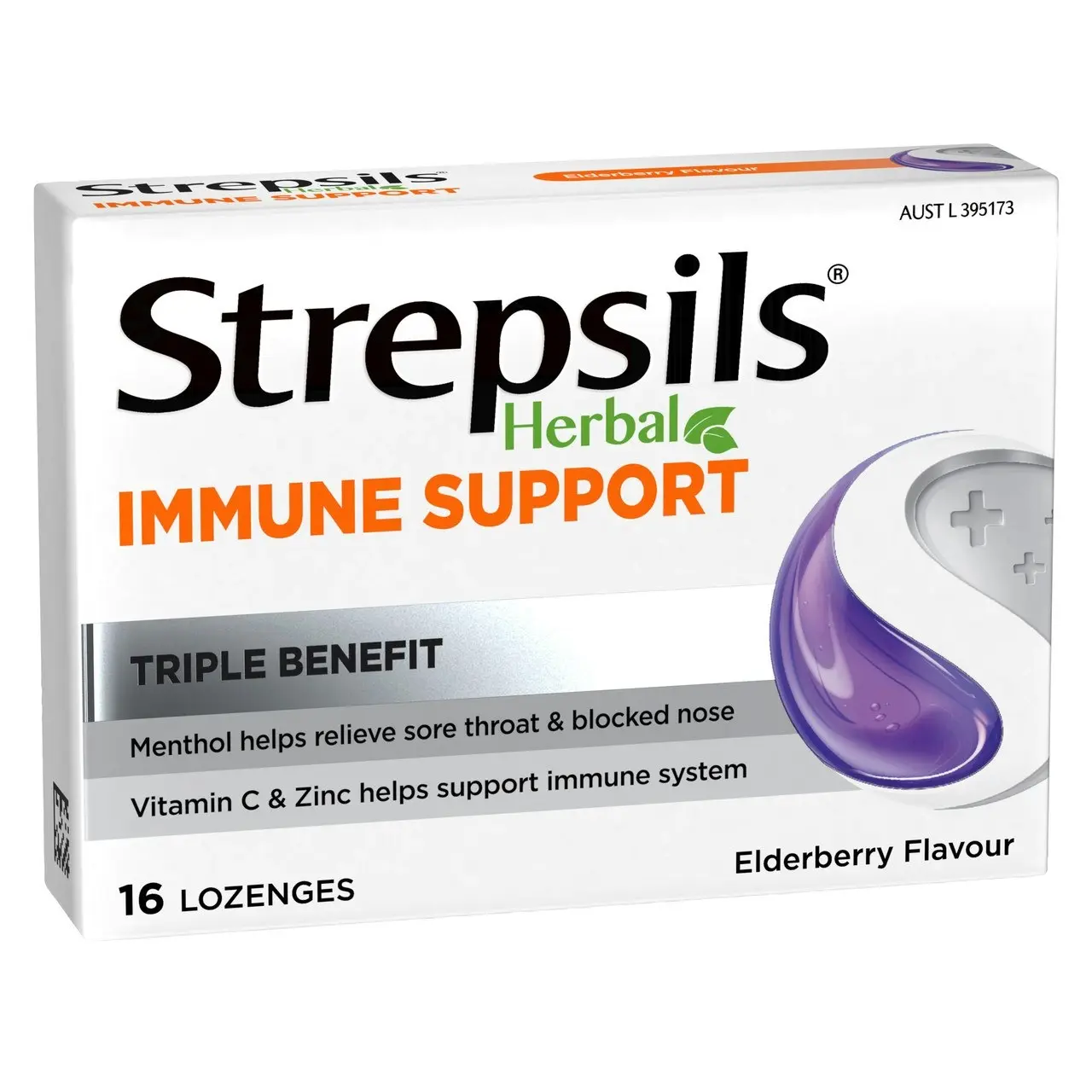 Strepsils Herbal Immune Support Lozenges Elderberry 16s