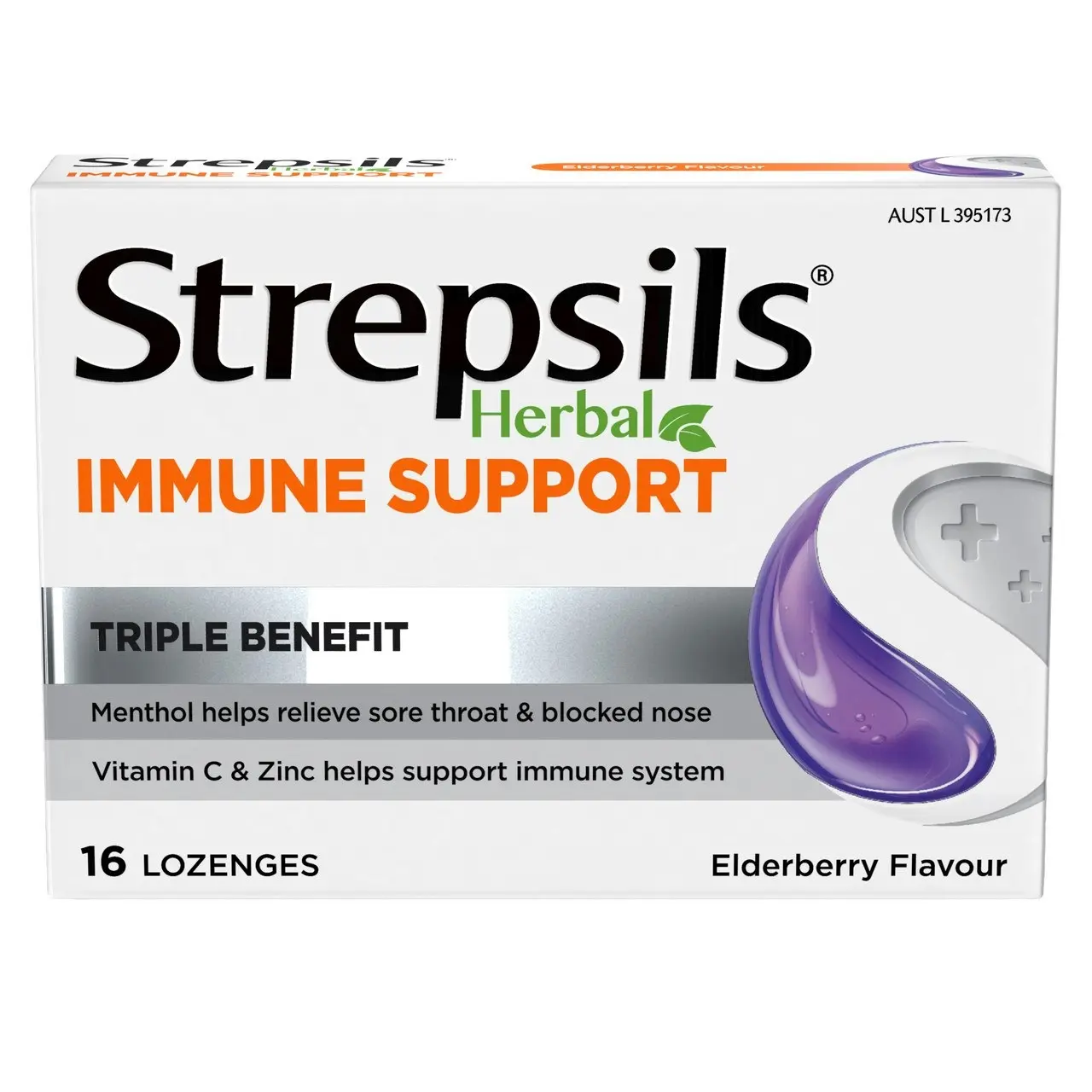 Strepsils Herbal Immune Support Lozenges Elderberry 16s