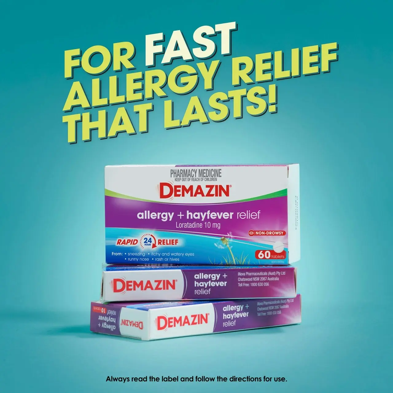 Demazin  Allergy + Hayfever Relief Non-Drowsy 10 Tablets