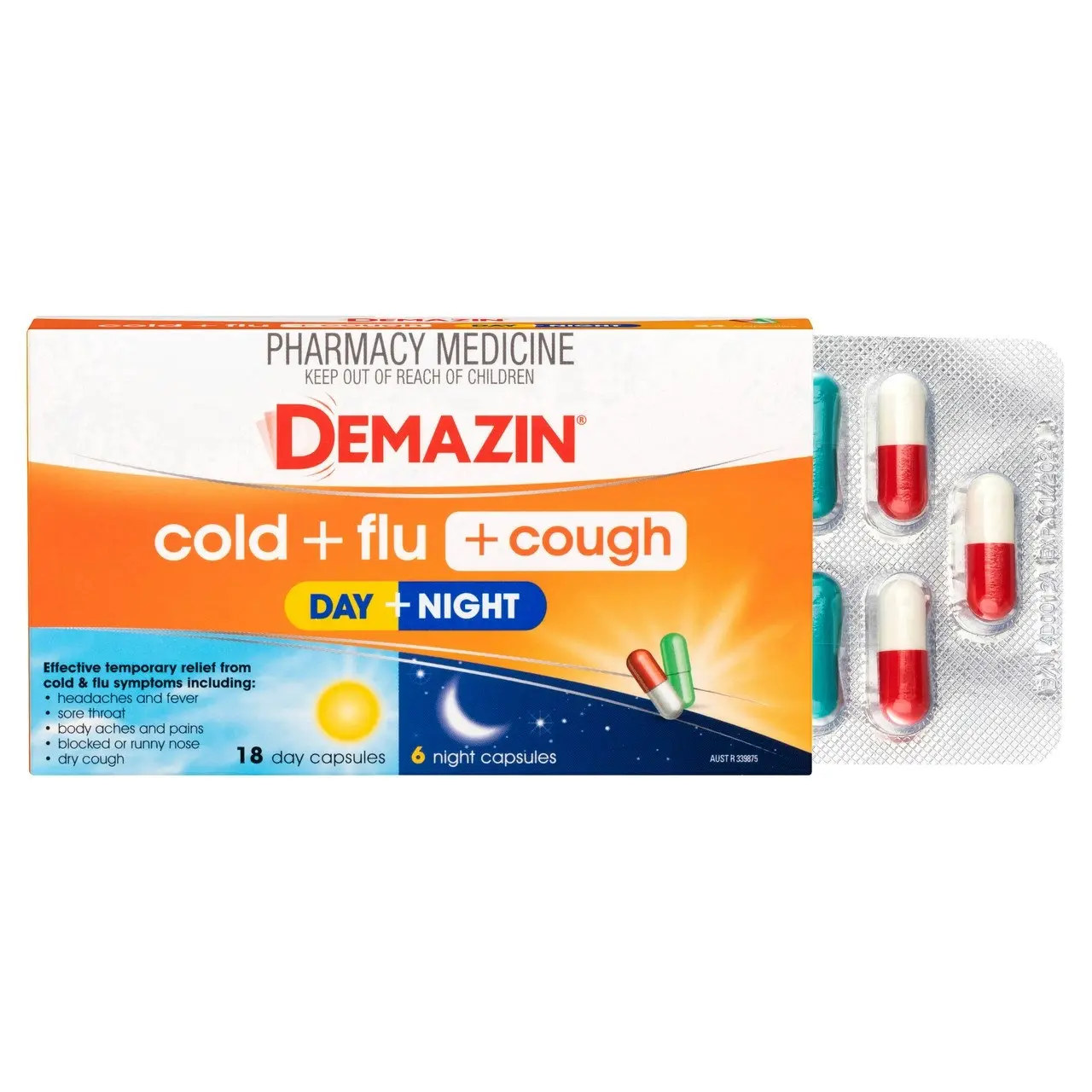 Demazin Cold + Flu + Cough Day + Night 24 Capsules