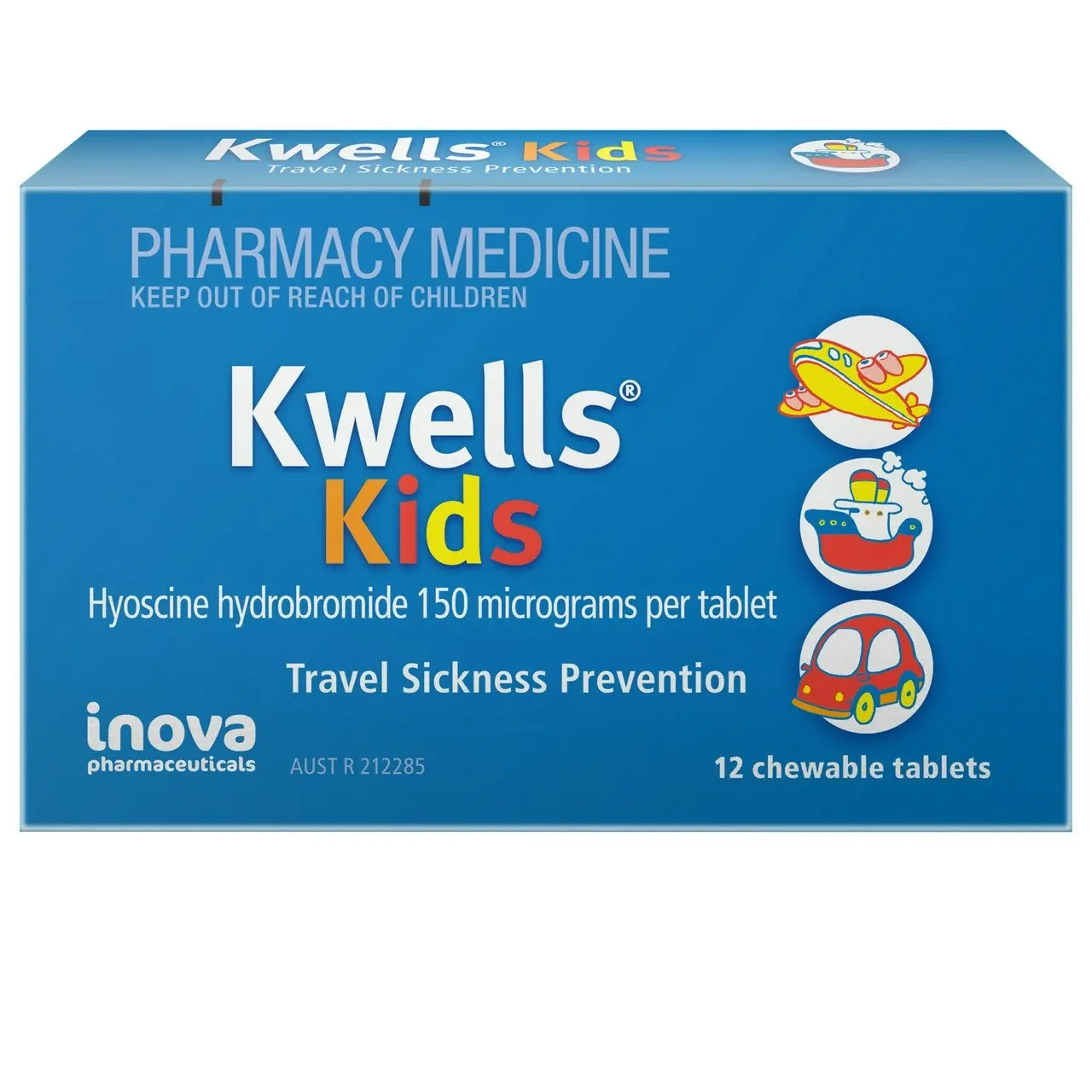 KWELLS Kids Travel Sickness Chewable Tablets 12 Pack