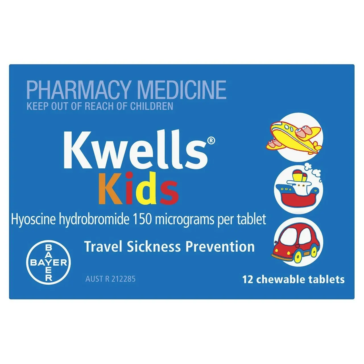 KWELLS Kids Travel Sickness Chewable Tablets 12 Pack