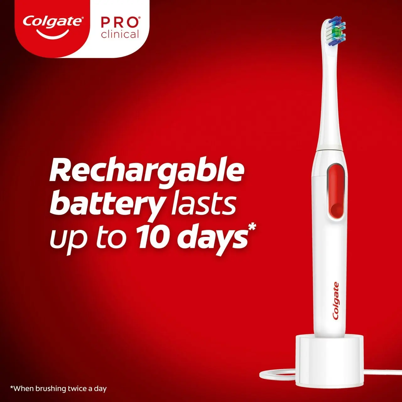 Colgate PRO Clinical Electric Toothbrush, 250R Deep Clean, 5 x Plaque Removal, Gentle On Gums