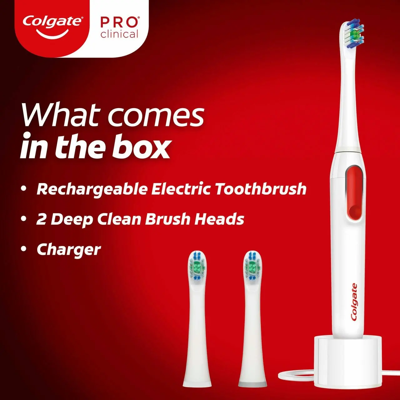 Colgate PRO Clinical Electric Toothbrush, 250R Deep Clean, 5 x Plaque Removal, Gentle On Gums