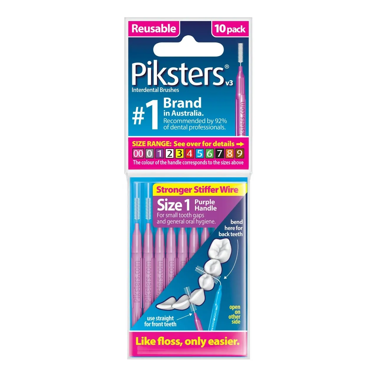 Piksters(R) Interdental Brushes Purple Size 1 10pk