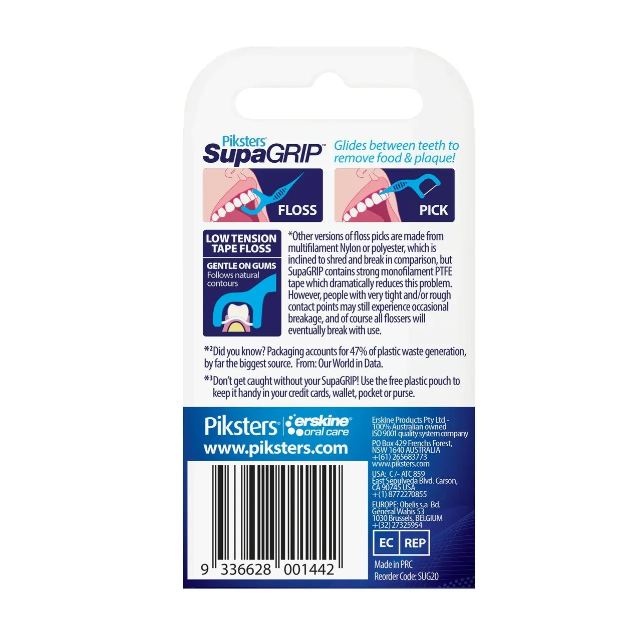 Piksters(R) SupaGRIP(TM) Floss Picks 20pk