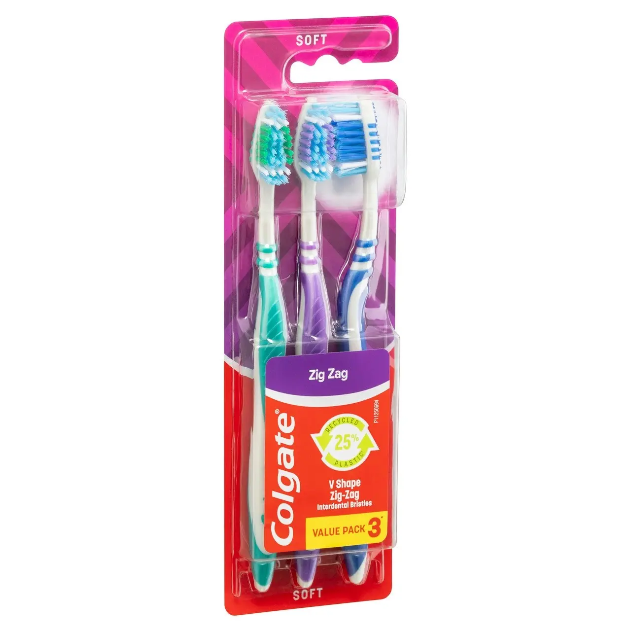 Colgate Zig Zag Manual Toothbrush, Value 3 Pack, Soft Bristles, Antibacterial Bristles