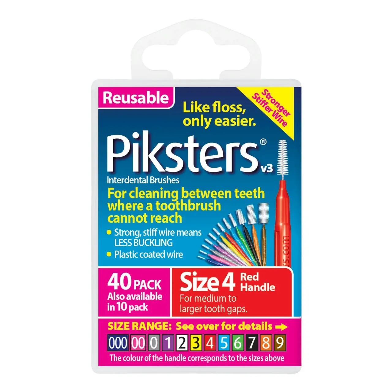 Piksters(R) Interdental Brushes Red Size 4 40pk