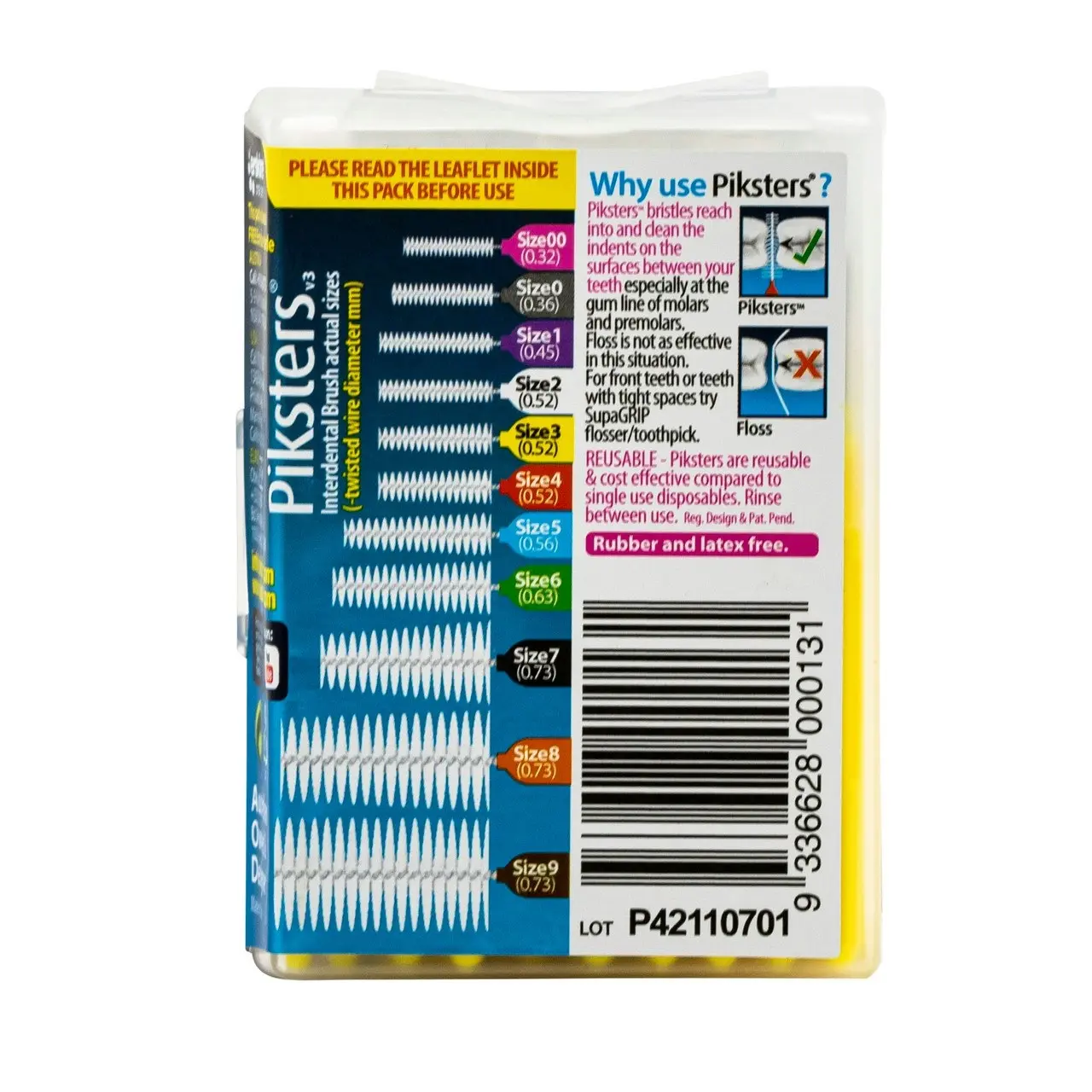 Piksters(R) Interdental Brushes Yellow Size 3 40pk