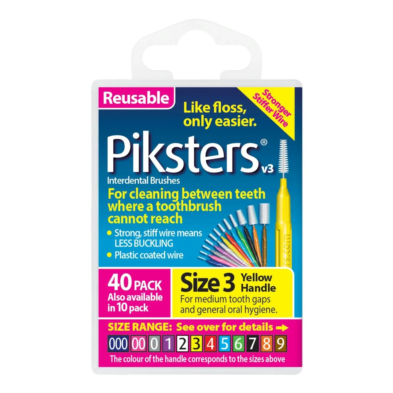 Piksters(R) Interdental Brushes Yellow Size 3 40pk