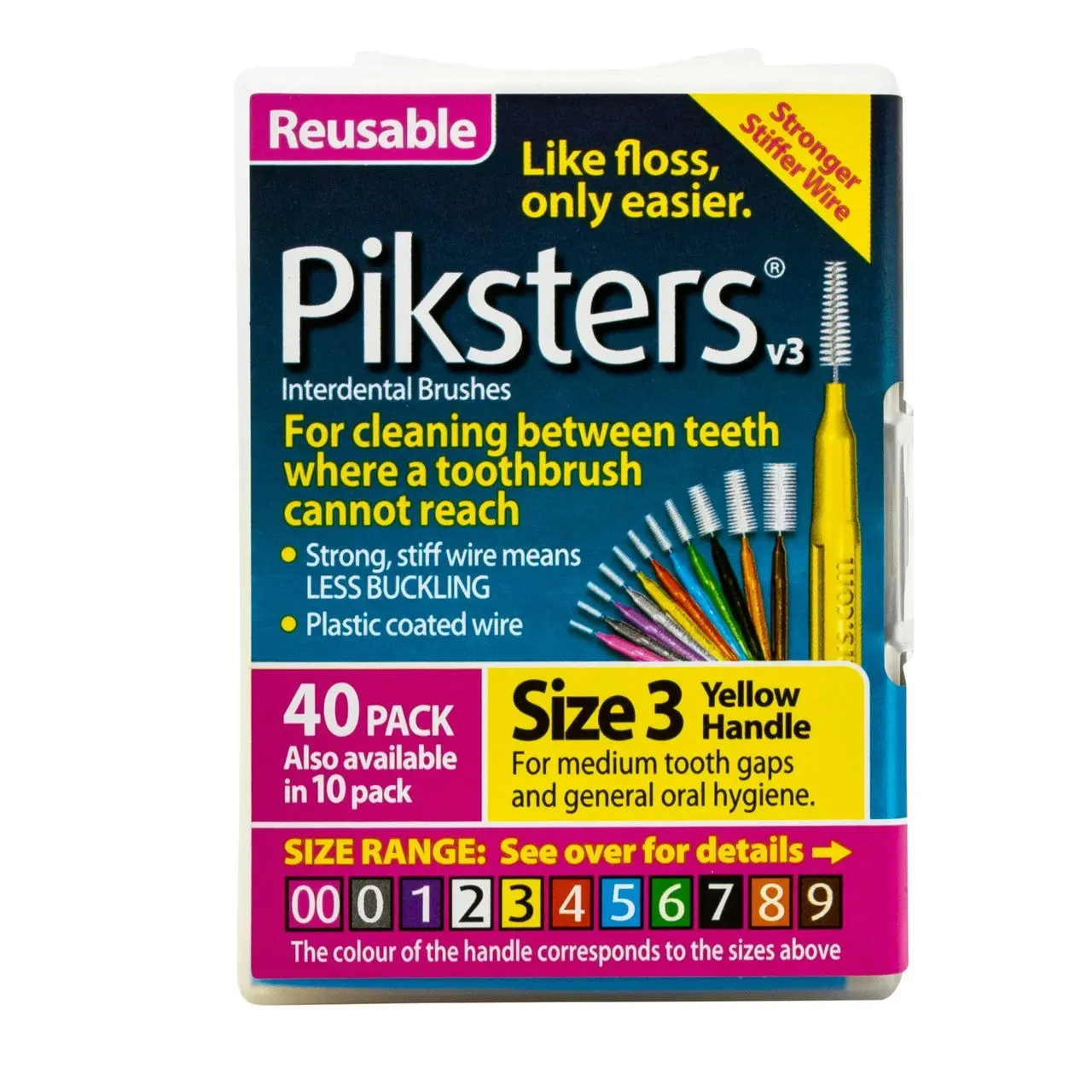 Piksters(R) Interdental Brushes Yellow Size 3 40pk