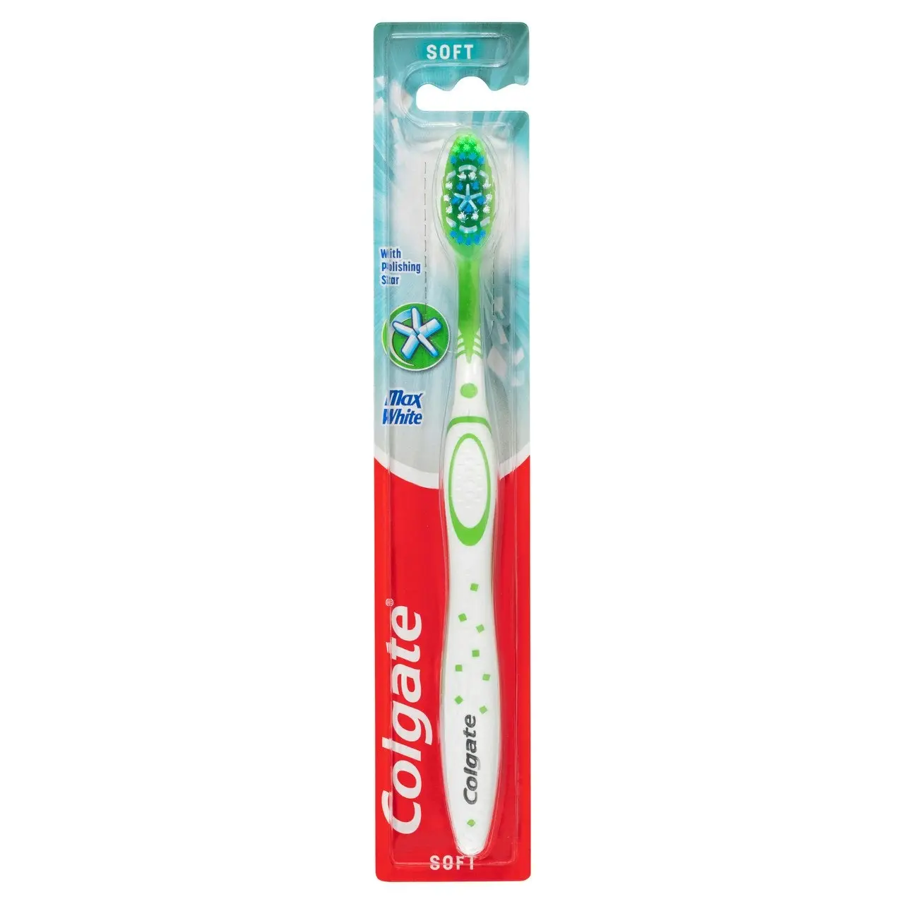 Colgate Max White Manual Toothbrush, 1 Pack, Soft Bristles with Polishing Star