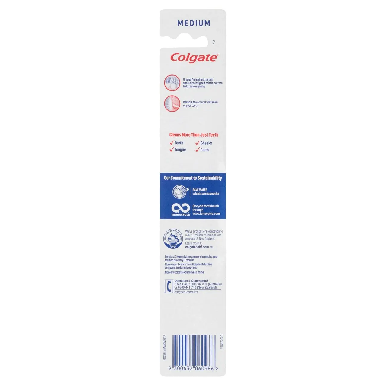 Colgate Max White Manual Toothbrush, 1 Pack, Medium Bristles with Polishing Star