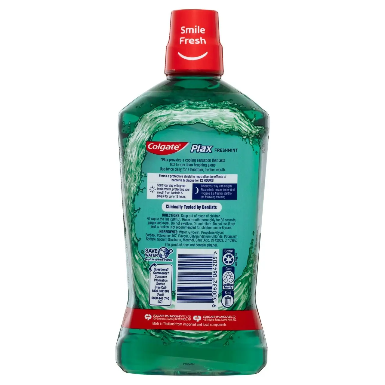 Colgate Plax Antibacterial Mouthwash 1L, Freshmint, Alcohol Free, Bad Breath Control