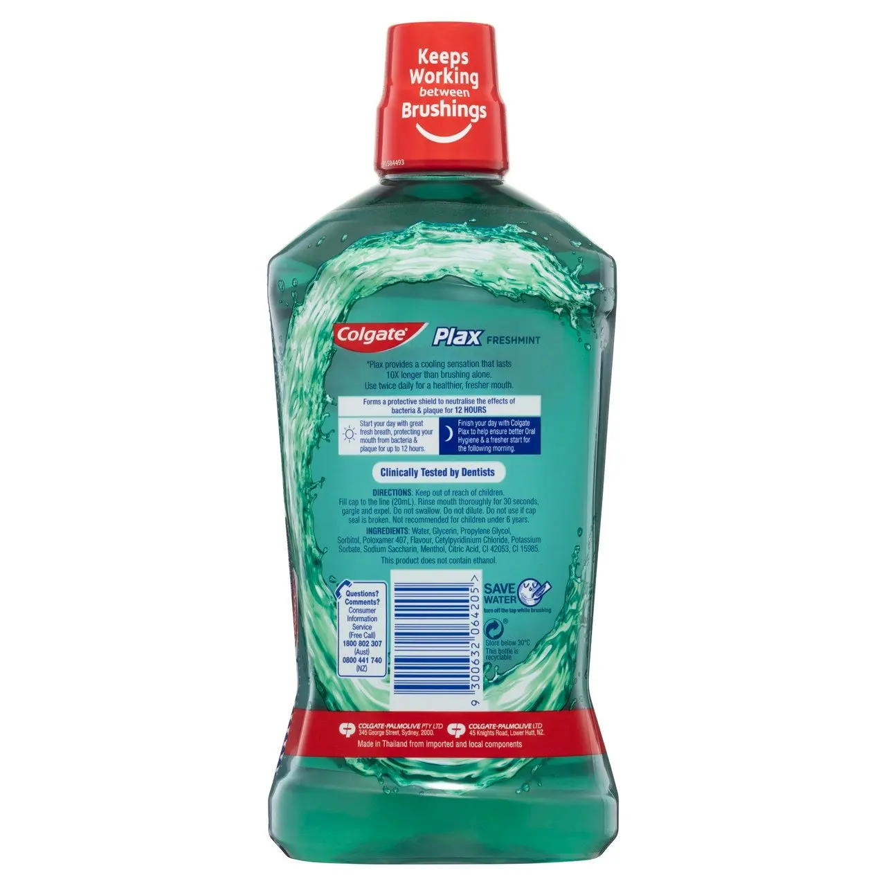 Colgate Plax Antibacterial Mouthwash 1L, Freshmint, Alcohol Free, Bad Breath Control