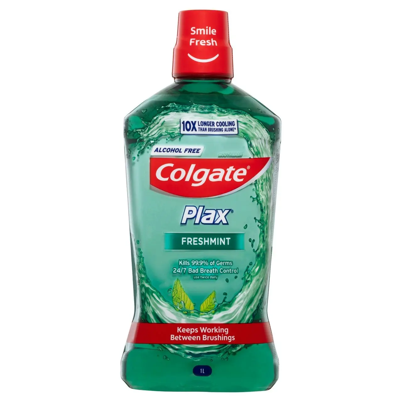 Colgate Plax Antibacterial Mouthwash 1L, Freshmint, Alcohol Free, Bad Breath Control