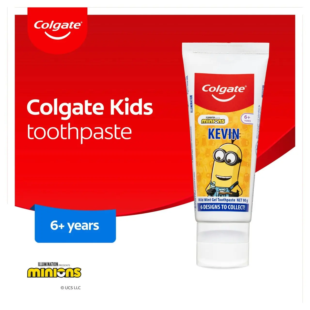 Colgate Kids Minions Toothpaste, 90g, For children 6+ Years, Mild Mint Gel, Sugar Free