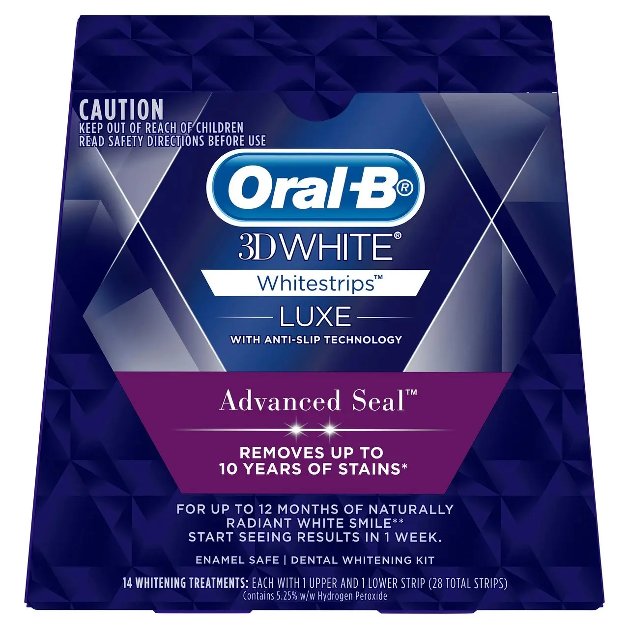 Oral-B 3DWhite Luxe Whitestrips Advance Seal, 14 Whitening Treatments