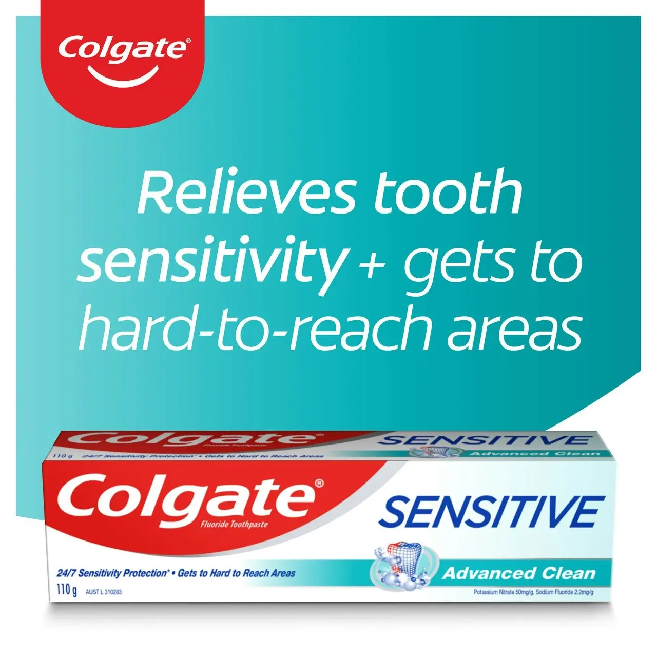 Colgate Sensitive Advanced Clean Toothpaste, 110g, For Sensitive Teeth Pain Relief