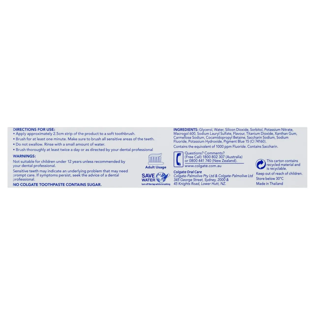 Colgate Sensitive Advanced Clean Toothpaste, 110g, For Sensitive Teeth Pain Relief