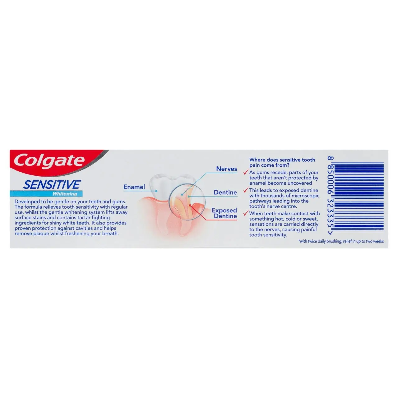 Colgate Sensitive Whitening Toothpaste, 110g, For Sensitive Teeth Pain Relief