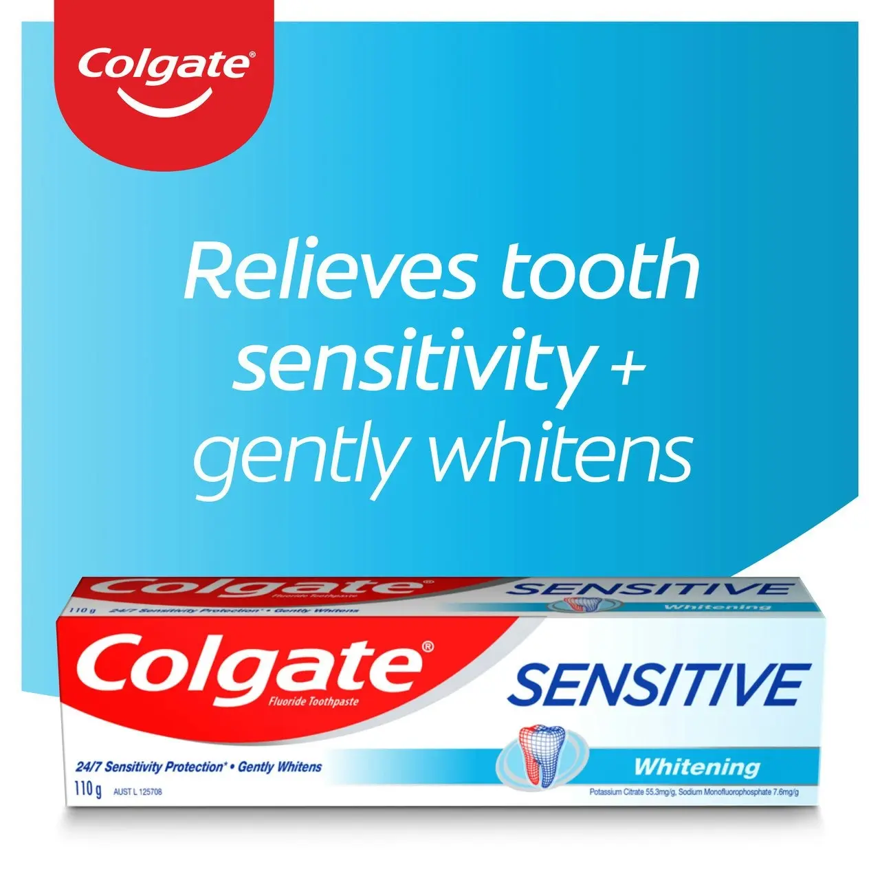 Colgate Sensitive Whitening Toothpaste, 110g, For Sensitive Teeth Pain Relief