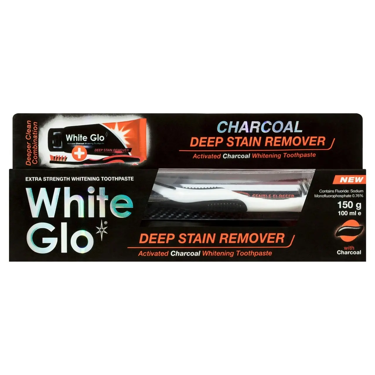 White Glo Charcoal Deep Stain Remover Toothpaste 150g