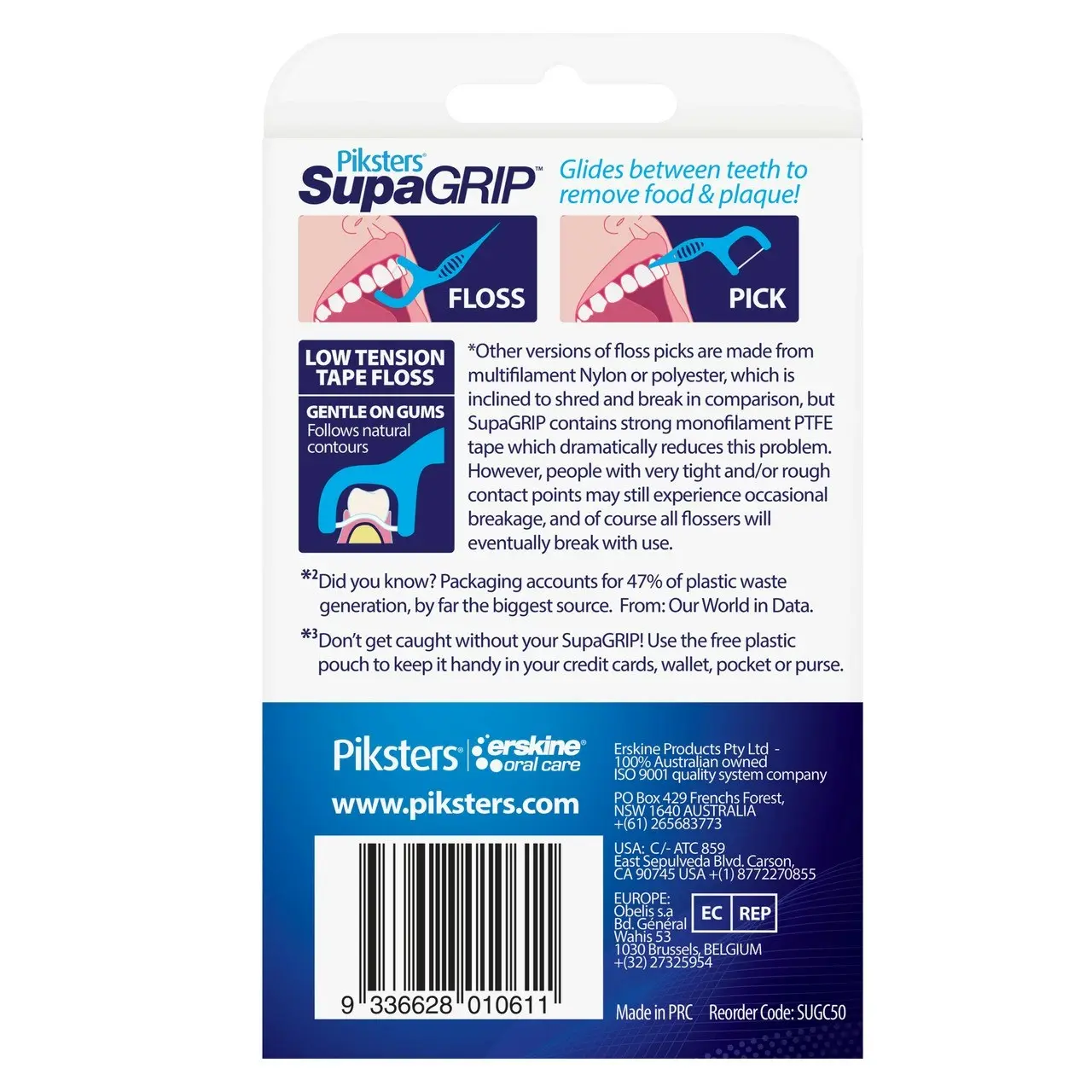 Piksters(R) SupaGRIP(TM) Floss Picks 50pk