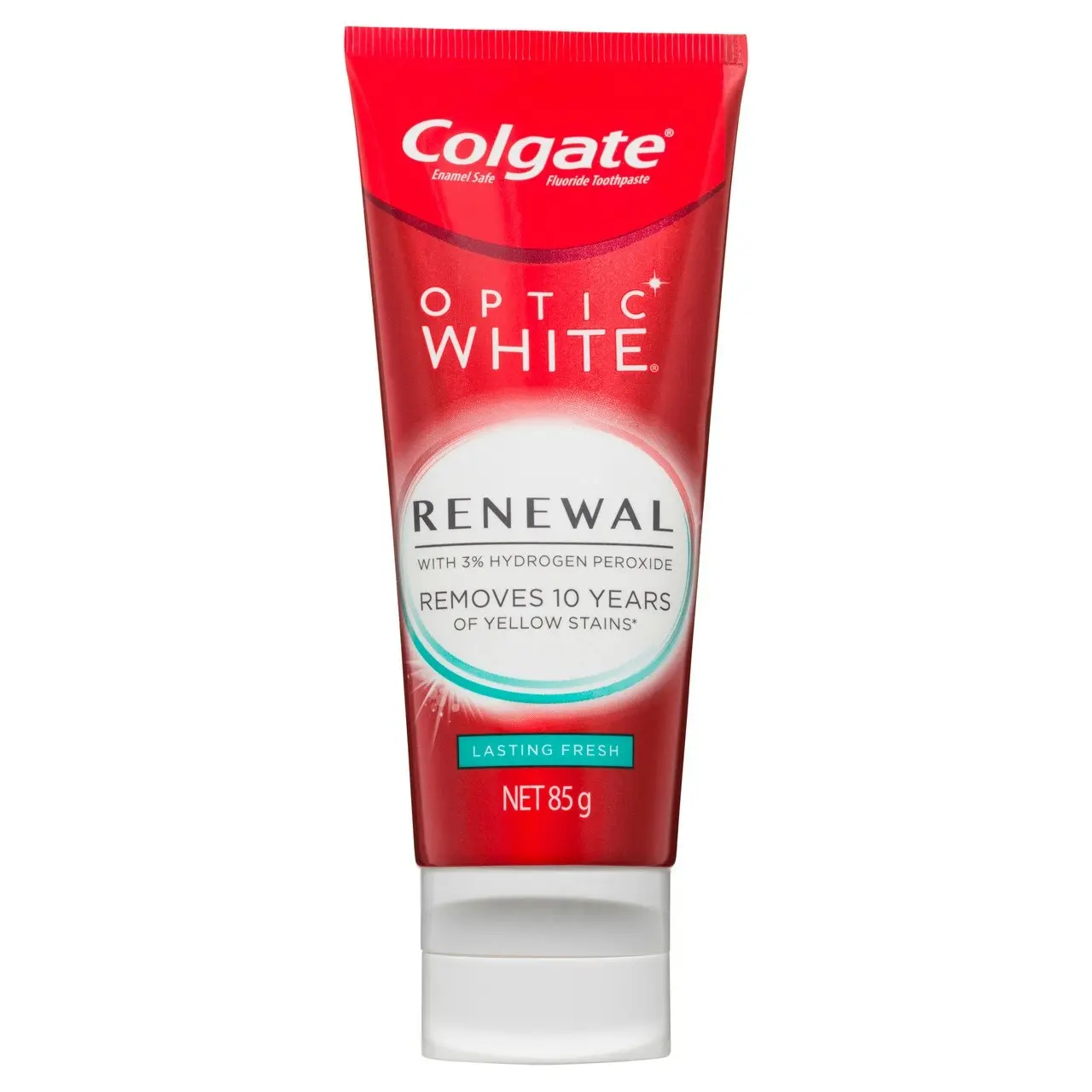 Colgate Optic White Renewal Lasting Fresh Teeth Whitening Toothpaste 85g, With 3% Hydrogen Peroxide, Enamel Safe