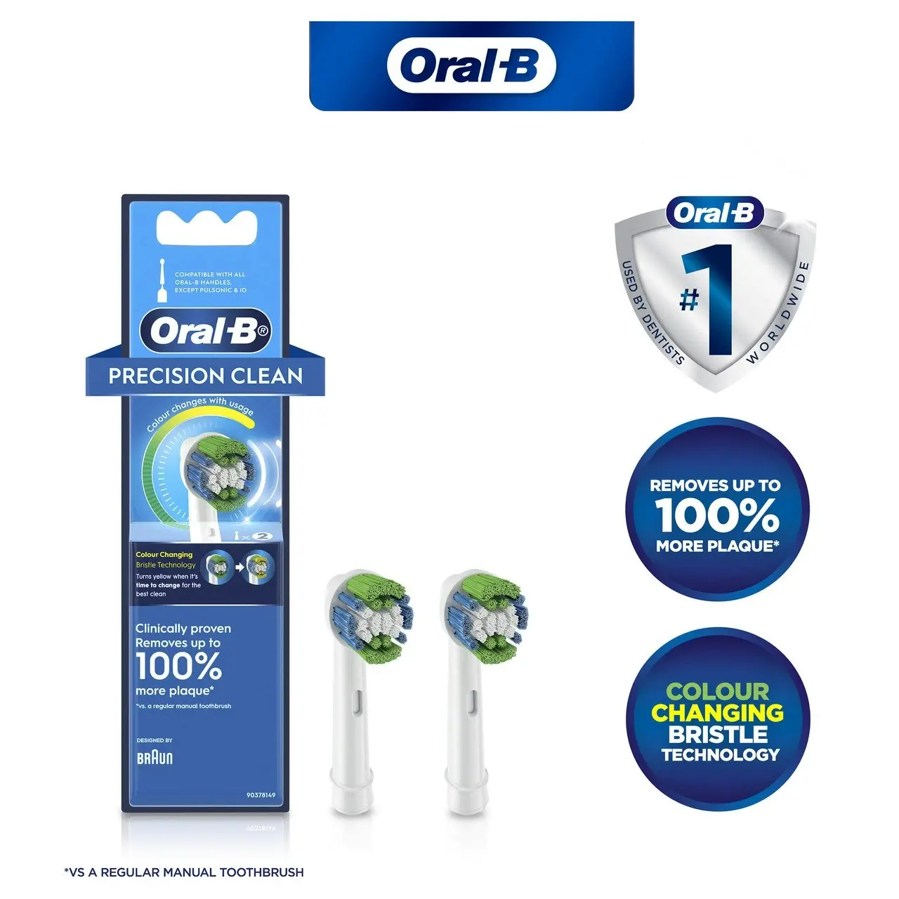 Oral-B Precision Clean White Electric Toothbrush Refills 2 Pack